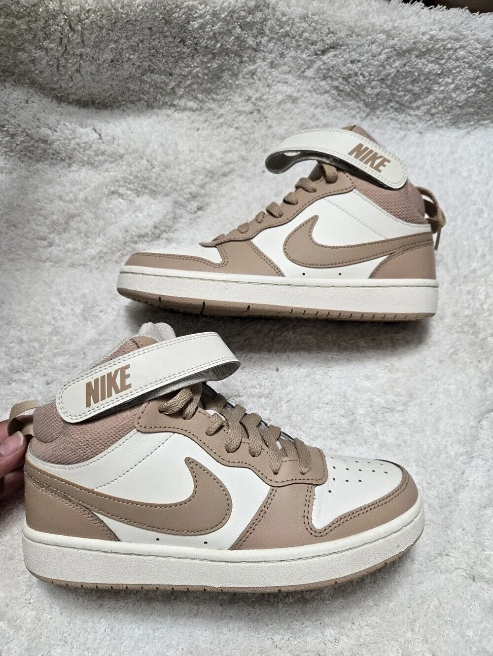 Nike Court Borough Mid 2 GS Pale Ivory Kids Youth Casual Shoes CD7782-125 Sz 5